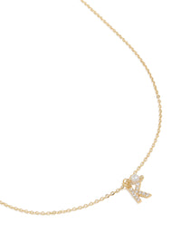 Gold Plated Cubic Zirconia & Pearl Letter K Necklace - link has visual effect only