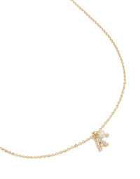 Gold Plated Cubic Zirconia & Pearl Letter A Necklace - link has visual effect only