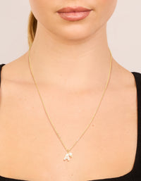 Gold Plated Cubic Zirconia & Pearl Letter A Necklace - link has visual effect only