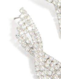 Silver Cubic Zirconia Statement Wing Drop Earrings - link has visual effect only