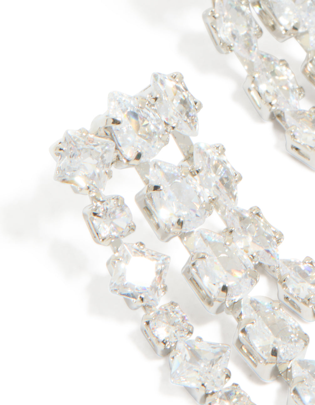 Silver Cubic Zirconia Multi Drop Earrings