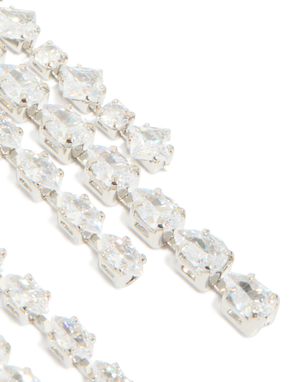 Silver Cubic Zirconia Multi Drop Earrings