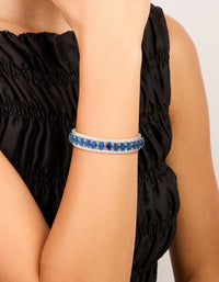 Silver Blue Cubic Zirconia Statement Oval Wrist Cuff - link has visual effect only