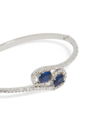 Silver Sapphire Blue Cubic Zirconia Lovely Wrap Around Bangle - link has visual effect only