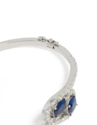 Silver Sapphire Blue Cubic Zirconia Lovely Wrap Around Bangle - link has visual effect only