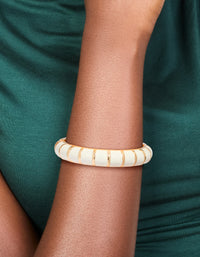Gold Striped Cream Enamel Bangle - link has visual effect only