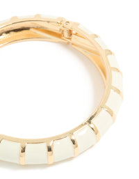 Gold Striped Cream Enamel Bangle - link has visual effect only