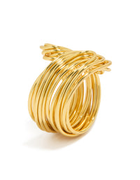 Showcasing a waterproof gold plated stainless steel lined wrap ring in chunky style side detail view - link has visual effect only