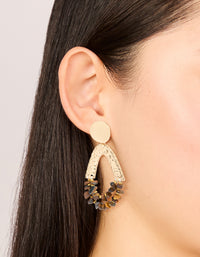 Gold Tigers Eye Semi Precious Stone Chip & Molten Drop Earrings - link has visual effect only