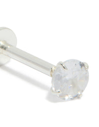 Sterling Silver Round Cubic Zirconia Single Flat Back Stud - link has visual effect only