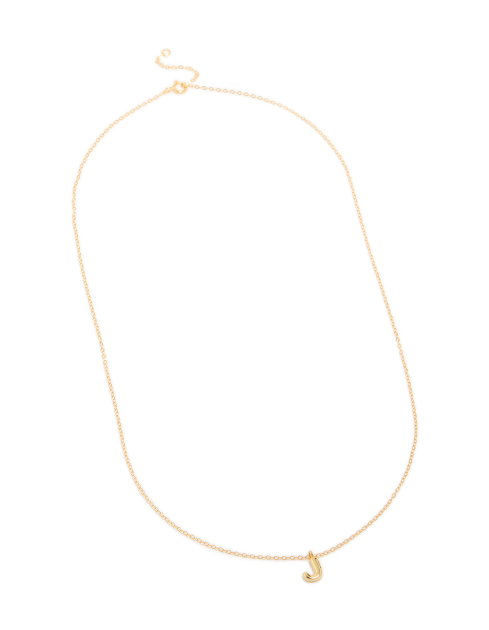Gold Plated Sterling Silver Bubble Letter J Necklace