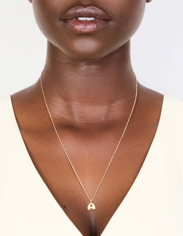 Gold Plated Sterling Silver Bubble Letter A Necklace