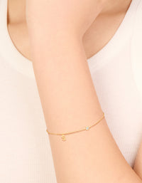 Gold Plated Sterling Silver Cubic Zirconia Letter S Bracelet - link has visual effect only