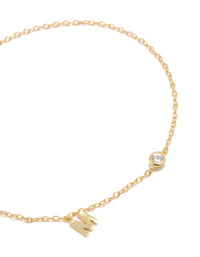 Gold Plated Sterling Silver Cubic Zirconia Letter M Bracelet - link has visual effect only