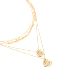 Gold Plated Cubic Zirconia Beaded Heart & Star Layered Necklace - link has visual effect only