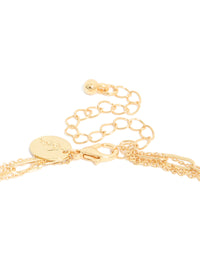 Gold Plated Cubic Zirconia Beaded Heart & Star Layered Necklace - link has visual effect only