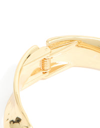 Gold Plated Hammered Twist Hinged Bangle - link has visual effect only