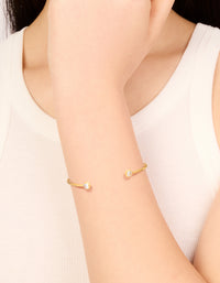 Waterproof Gold Plated Stainless Steel Open Bezel Cut Wrist Cuff - link has visual effect only