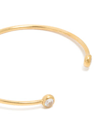 Waterproof Gold Plated Stainless Steel Open Bezel Cut Wrist Cuff - link has visual effect only