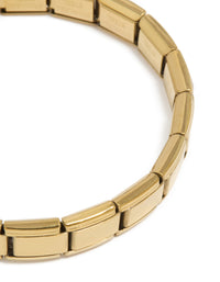 Waterproof Gold Plated Stainless Steel Stretch Watch Link Bracelet - link has visual effect only