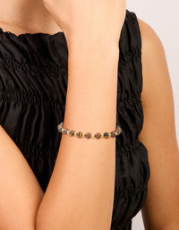 Waterproof Gold Plated Stainless Steel Tiger's Eye Semi Precious Stone Beaded Stretch Bracelet - link has visual effect only