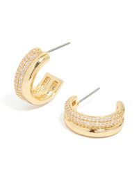 Gold Plated Brass Pave Illusion Hoop Earrings - link has visual effect only