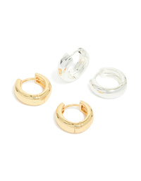 Mixed Metal Brass Classic Round Hoop Earrings 2-Pack - link has visual effect only