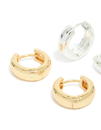 Mixed Metal Brass Classic Round Hoop Earrings 2-Pack - link has visual effect only