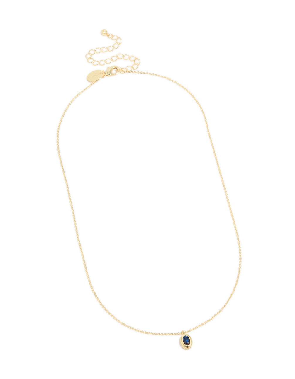 Gold Plated Brass Sapphire Cubic Zirconia September Birthstone Necklace