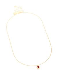 Gold Plated Brass Ruby Cubic Zirconia July Birthstone Necklace - link has visual effect only