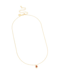 Gold Plated Brass Garnet Cubic Zirconia January Birthstone Necklace - link has visual effect only
