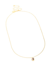 Gold Plated Brass Light Amethyst Cubic Zirconia June Birthstone Necklace - link has visual effect only