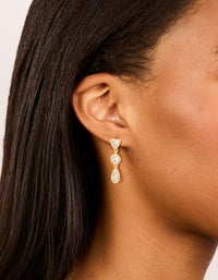 Gold Plated Cubic Zirconia Organic Circle Triple Drop Earrings - link has visual effect only