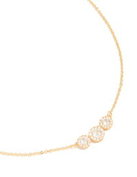Gold Plated Cubic Zirconia Trio Halo Necklace - link has visual effect only