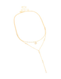 Gold Plated Cubic Zirconia Layered Y-Necklace - link has visual effect only