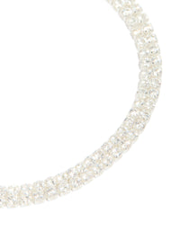 Silver Plated Cubic Zirconia Thin Tennis Layered Toggle Bracelet - link has visual effect only