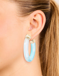 Translucent & Light Blue Ombre Large Open Hoop Earrings - link has visual effect only