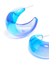 Light & Dark Blue Ombre Translucent Round oPEN Hoop Earrings - link has visual effect only