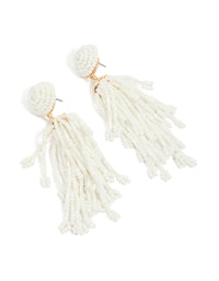 White Beaded Drop Earrings - link has visual effect only