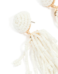 White Beaded Drop Earrings - link has visual effect only