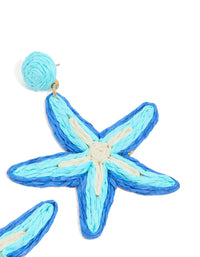 Light & Dark Blue Raffia Starfish Drop Earrings - link has visual effect only