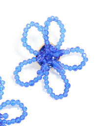 Dark Blue Beaded Flower Outline Stud Earrings - link has visual effect only