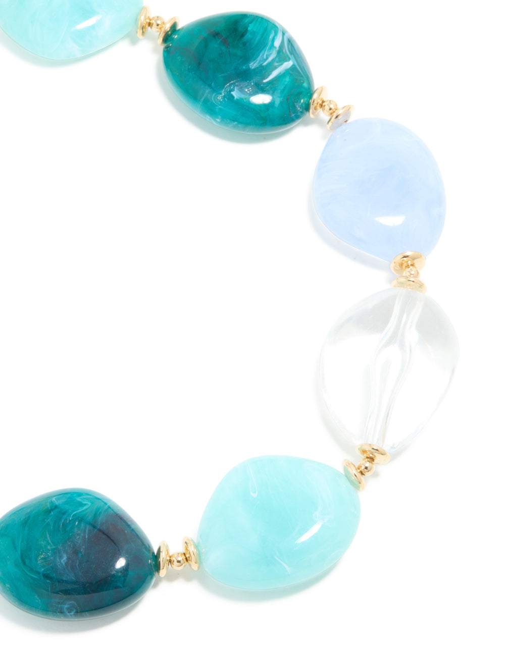 Blue Acrylic Stones Large Gold Link Necklace