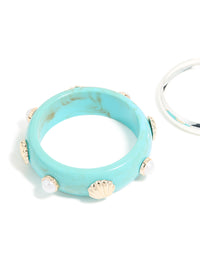 Silver & Light Blue Shell Bangles 2-Pack - link has visual effect only