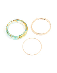 Featuring marble pattern bangles in gold and light blue in a 3-pack front view - link has visual effect only