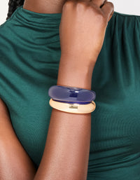 Gold & Dark Blue Acrylic Bubble Wrist Cuffs 2-Pack - link has visual effect only