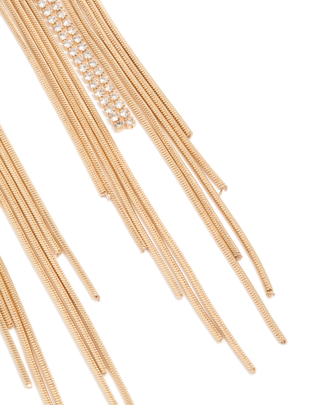 Gold Diamante Round Tassel Drop Earrings