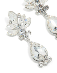 Silver Diamante Floral & Single Drop Earrings - link has visual effect only
