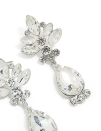 Silver Diamante Floral & Single Drop Earrings - link has visual effect only