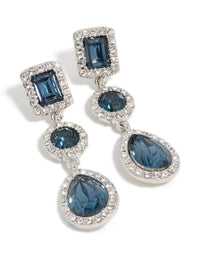 Silver Blue Diamante Multi Shape Drop Earrings - link has visual effect only